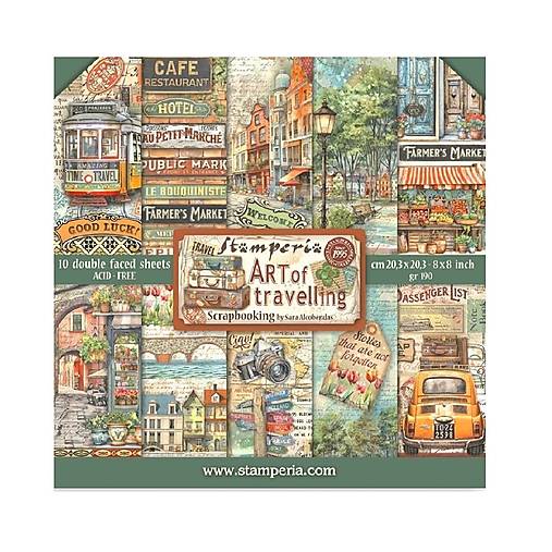 Papier - Stamperia Scrapbook papier Art of travelling 8x8 - 18377652_