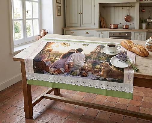 Bavlnená kuchynská utierka 70 × 50 cm – Parížske raňajky v tráve – Francúzska kolekcia