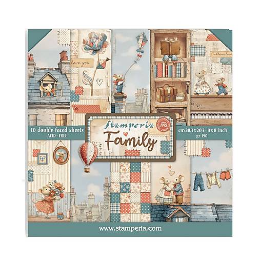 Papier - Stamperia scrapbook papier Family 8x8 – papier na detský album, pohľadnice a scrapbooking - 18379088_
