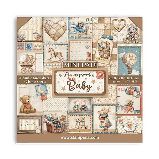 Papier - Stamperia scrapbook papier Baby 8x8 – papier na detský album, pohľadnice a scrapbooking - 18379142_