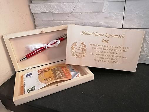 Papiernictvo - Drevena krabička k promócií s gravírovanym perom typ 1 - 18379263_