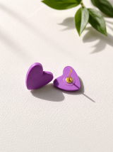 Náušnice - Lavender heart - náušnice z polymérovej hmoty - 18372702_