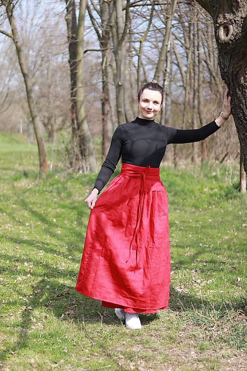 Sukne - Lněná zavinovací sukně - 18380713_