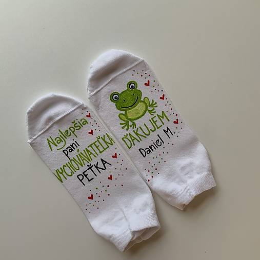 Maľované ponožky pre naj PANI VYCHOVÁVATEĽKU so žabkou
