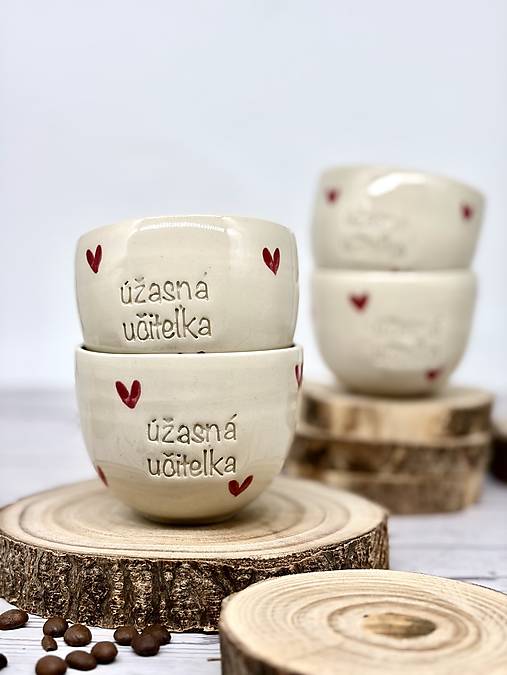 Love - pohárik cappuccino úžasná učiteľka (200ml, bez uška)