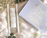 Sviečky - Set svadobných sviečok + svadobný box - 18382955_