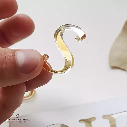 Zlaté zrkadlové akrylové písmená, 3D DIY svadobná dekorácia