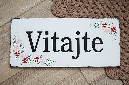 Tabuľky - Tabuľka Vitajte biela - 18384789_