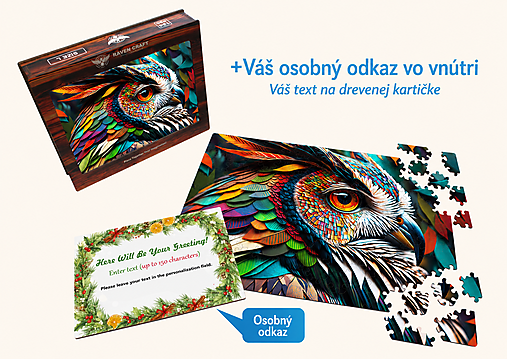 Iné - Darčekové drevené šesťuholníkové puzzle s motívom sovy s pozdravnou kartičkou - 18385725_