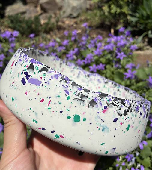 Nádoby - Jesmonite terrazzo misa 15,5 cm - 18385087_