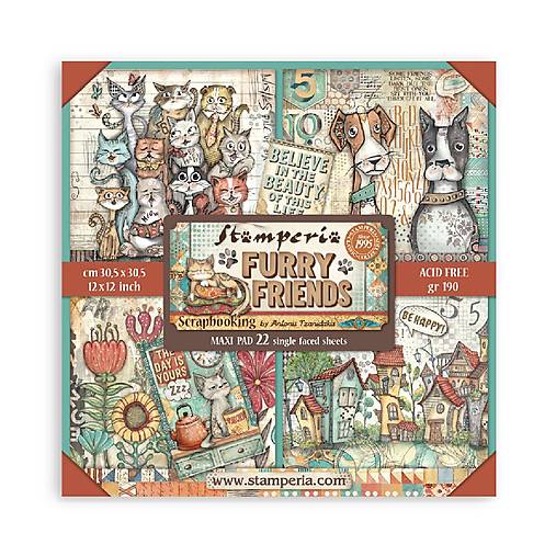 Papier - Stamperia Scrapbook papier Furry Friends 12 x 12 Maxi - 18386872_