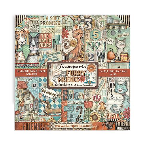 Papier - Stamperia Scrapbook papier Furry Friends 8x8 - 18386885_