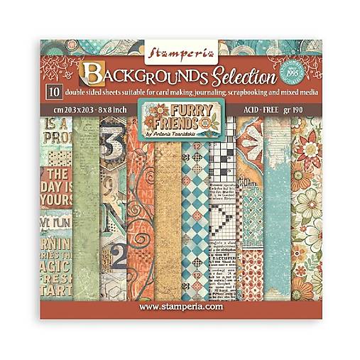 Papier - Stamperia Scrapbook papier Furry Friends Backgrounds 8x8 - 18386917_