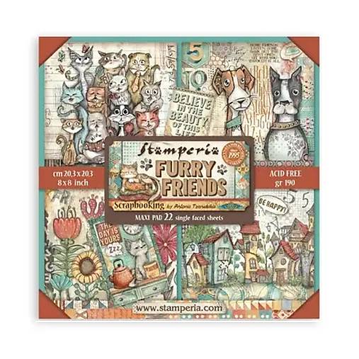 Papier - Stamperia Scrapbook papier Furry Friends 8x8 Maxi - 18387009_