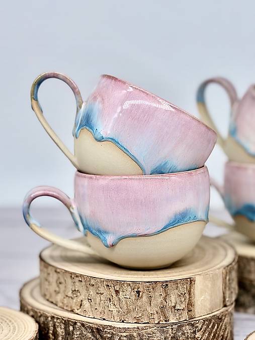 Soft Blush Sky - šálka cappuccino (200ml, s uškom)