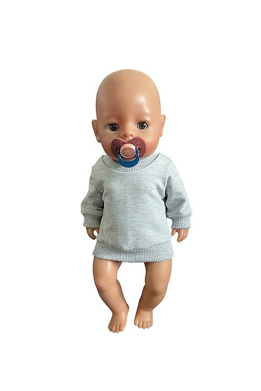 Hračky - Mikina pre bábiku BABY BORN - 43 cm, sivá - 18390268_