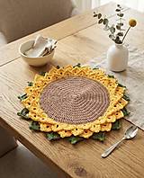 Úžitkový textil - Háčkovaná slnečnica – 3D prestieranie zo 100% bavlny (40 cm) - 18390124_