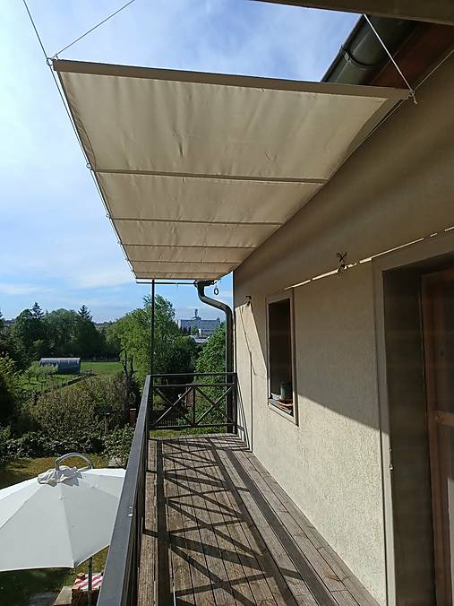 Úžitkový textil - Tieniaca plachta na zákazku / tienenie na terasu a balkón / roleta Outdoor krémová - 18392626_