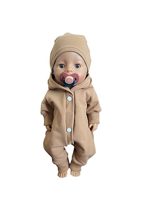 Hračky - Overal s čiapočkou pre bábiku Baby Born - 43 cm, Cappuccino - 18392450_