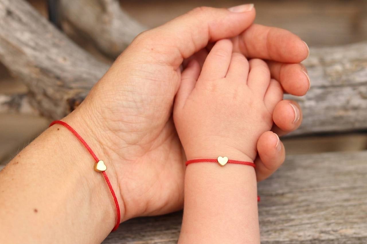 Náramky na šnúrke Mama a dieťa - srdiečka