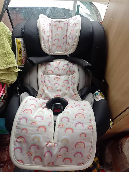 Detský textil - VLNIENKA Vložka proti poteniu do autosedačky JOIE i Spin 360 100% Merino top super wash Natural Dúha - 18394839_