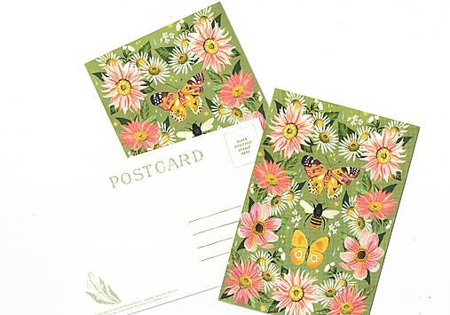Papier - Pohľadnica "Medzi kvetmi" - 18395201_