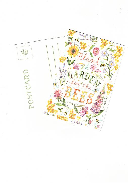 Papier - Pohľadnica "Plant a Gerden for the Bees" - 18395204_