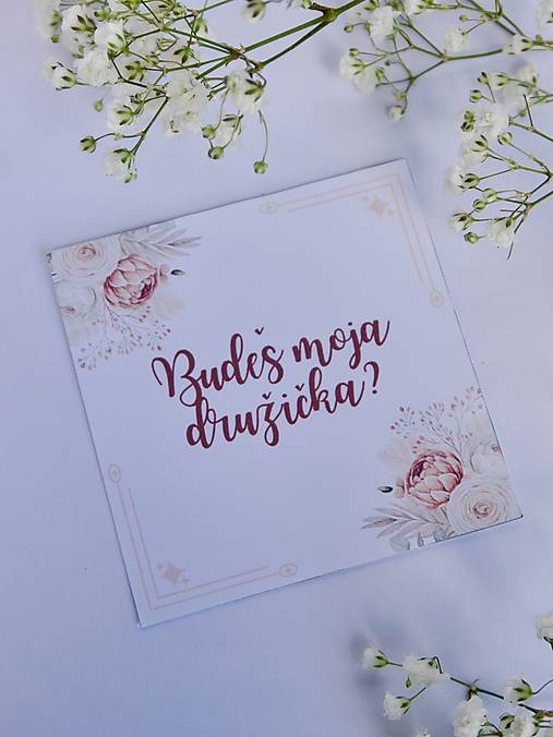 Grafika - Kartička Budeš moja družička?  hnedé kvety (Družička) - 18399928_