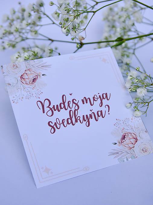 Grafika - Kartička Budeš moja družička?  hnedé kvety (Svedkyňa) - 18399933_