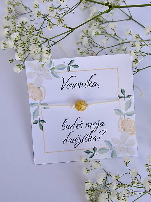 Grafika - Personalizovaná kartička Budeš moja družička? s menom a náramkom (Družička) - 18400020_