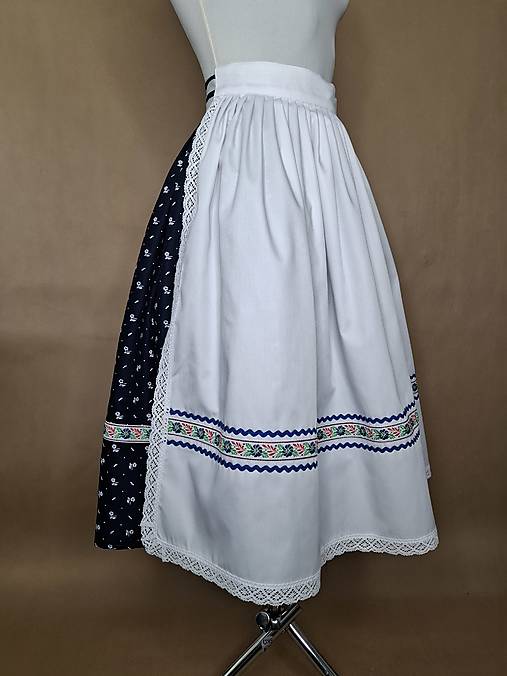 Sukne - Ženský folklórny komplet : modrá sukňa so zásterkou - 18398727_