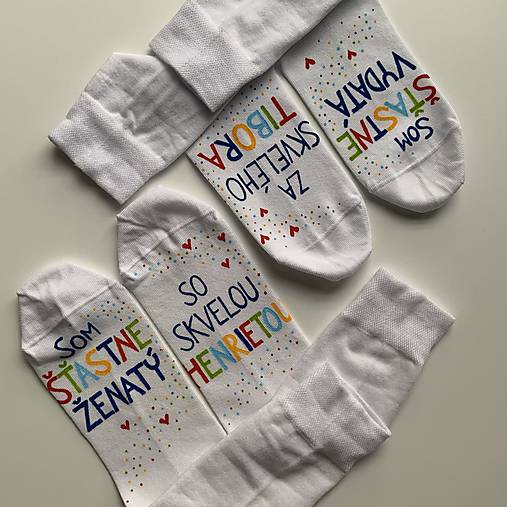 Maľované ponožky pre novomanželov alebo k výročiu svadby "CRAZY" (osobnejšia verzia s menami)