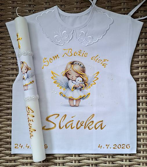 Detské oblečenie - Košieľka na krst + sviečka - 18399661_