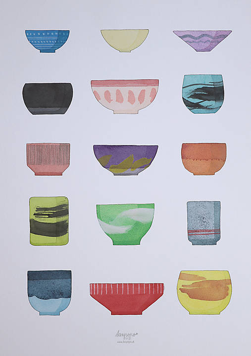 Čajové šáločky - Art print/plagát