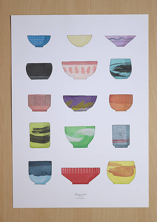 Čajové šáločky - Art print/plagát