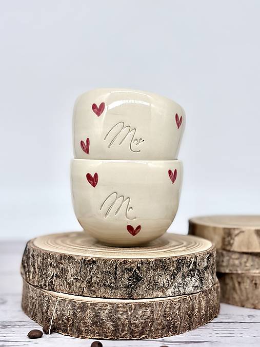 Love - set pohárikov cappuccino Mr, Mrs Limited (180ml, bez uška)