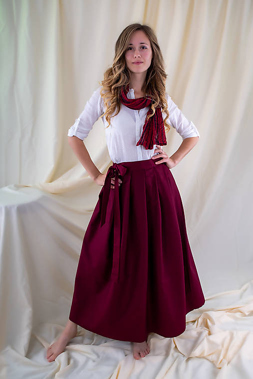 Sukne - DLOUHÁ ZAVINOVACÍ SUKNĚ  - BORDÓ - 18402192_