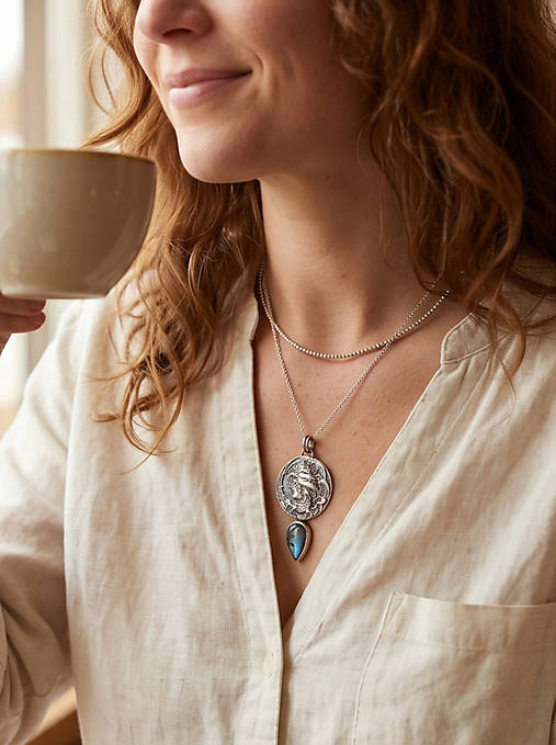 Strieborný prívesok Ag925 Dáma Mesačný kameň