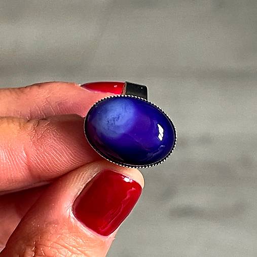 ZĽAVA 25% Purple Dragon Agate Ring / Prsteň s fialovým dračím achátom E061