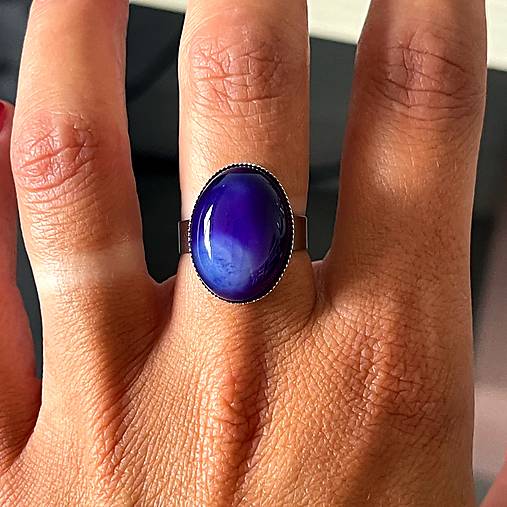 ZĽAVA 25% Purple Dragon Agate Ring / Prsteň s fialovým dračím achátom E061