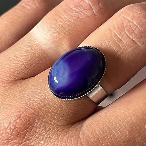 ZĽAVA 25% Purple Dragon Agate Ring / Prsteň s fialovým dračím achátom E061