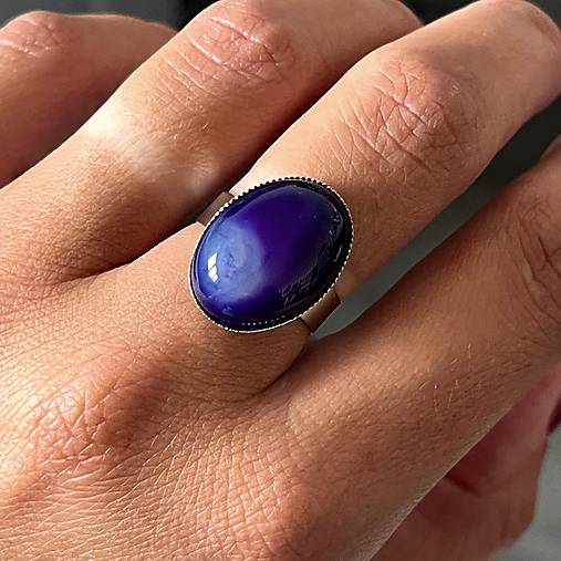 ZĽAVA 25% Purple Dragon Agate Ring / Prsteň s fialovým dračím achátom E061