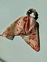 Ozdoby do vlasov - Hodvábna gumička so šatkou do vlasov-Oranžovohnedá s kvietkom - 18404765_