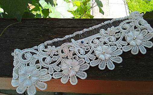 Spodná bielizeň - svadobný podväzok Ivory  -  kráľovská modrá 29 - 18406775_
