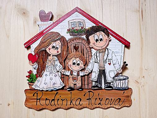 Tabuľky - Menovka - rodinka a domček - 18411379_