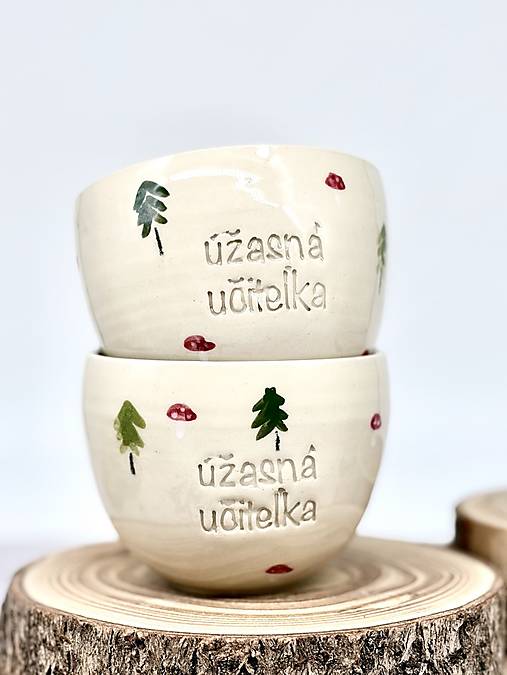 Prechádzka lesom - pohárik cappuccino úžasná učiteľka (200ml, bez uška)