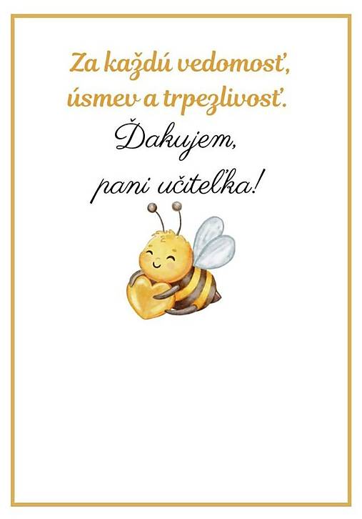 Darček pre pani učiteľku – Sviečka včelie srdiečko s venovaním (Pre pani učiteľku (včielka so srdiečkom))