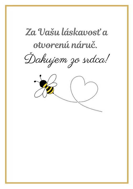 Darček pre pani učiteľku – Sviečka včelie srdiečko s venovaním (Ďakujem zo srdca (letiaca včielka))