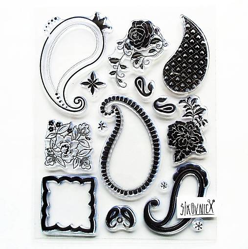 Nástroje - - 50% silikónové razítka, pečiatky 14x18 cm, pôvod.cena 7,90€ (paisley, ruža, ornament) - 18412505_