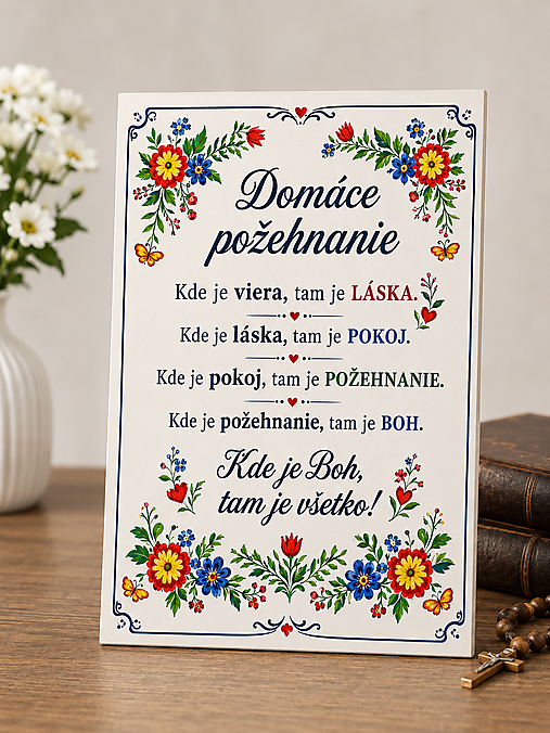 Dekorácie - Požehnanie domu – dekoratívna tabuľka s modlitbou pre šťastný domov - 18415447_